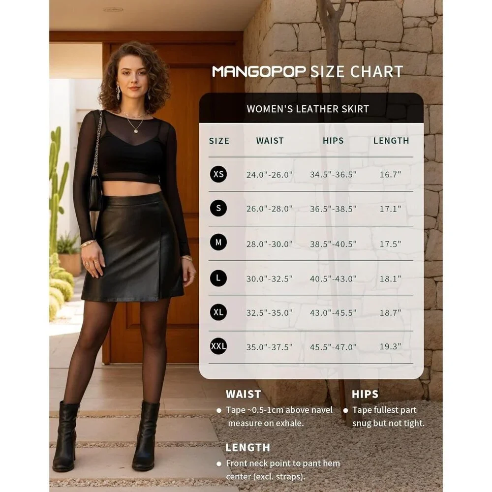 Women's Black High Waist A Lined Faux Leather Trendy Outfit Mini Short Skirts
